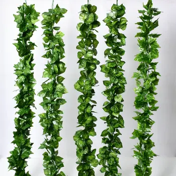 81-90pcs Folha 1 peça de 2,2 M de Decoração de Casa de Artificial Ivy Folha Garland Plantas de Videira Falsa Folhagem, Flores da Trepadeira Verde Grinalda de Hera