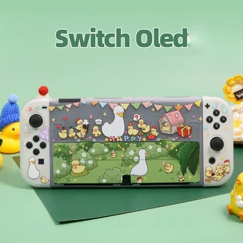 Bonito Pato Caso, a Proteção Para a Nintendo Mudar Oled Consola de Jogos Casos Rígido Tampa do PC Alegria Con Habitação Shell Para a Nintendo Mudar