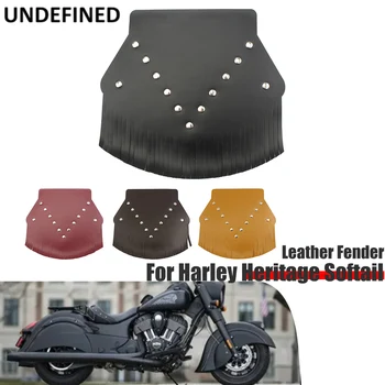 Fender guarda-lamas Capa de Couro Lama Aba c/Franja Para Harley Heritage Softail Motocicleta Fender Avental