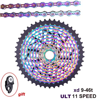 MTB 11 de Velocidade de Grupo 9-46T ULT XD Colorido Cassete de Bicicleta roda Livre e SX11EL arco-íris da Cadeia de 11v Moto Grupo Moto Peças